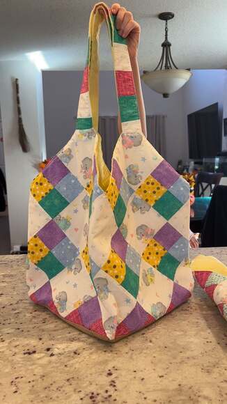 Handmade Handbags - Handmade "Quilt-Style" Baby‎ Elephant Tote Bag